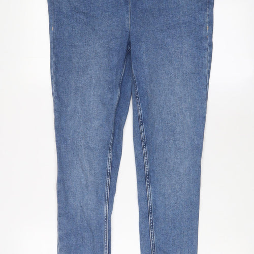 Marks and Spencer Womens Blue Cotton Skinny Jeans Size 12 L30 in Regular Zip - Maternity