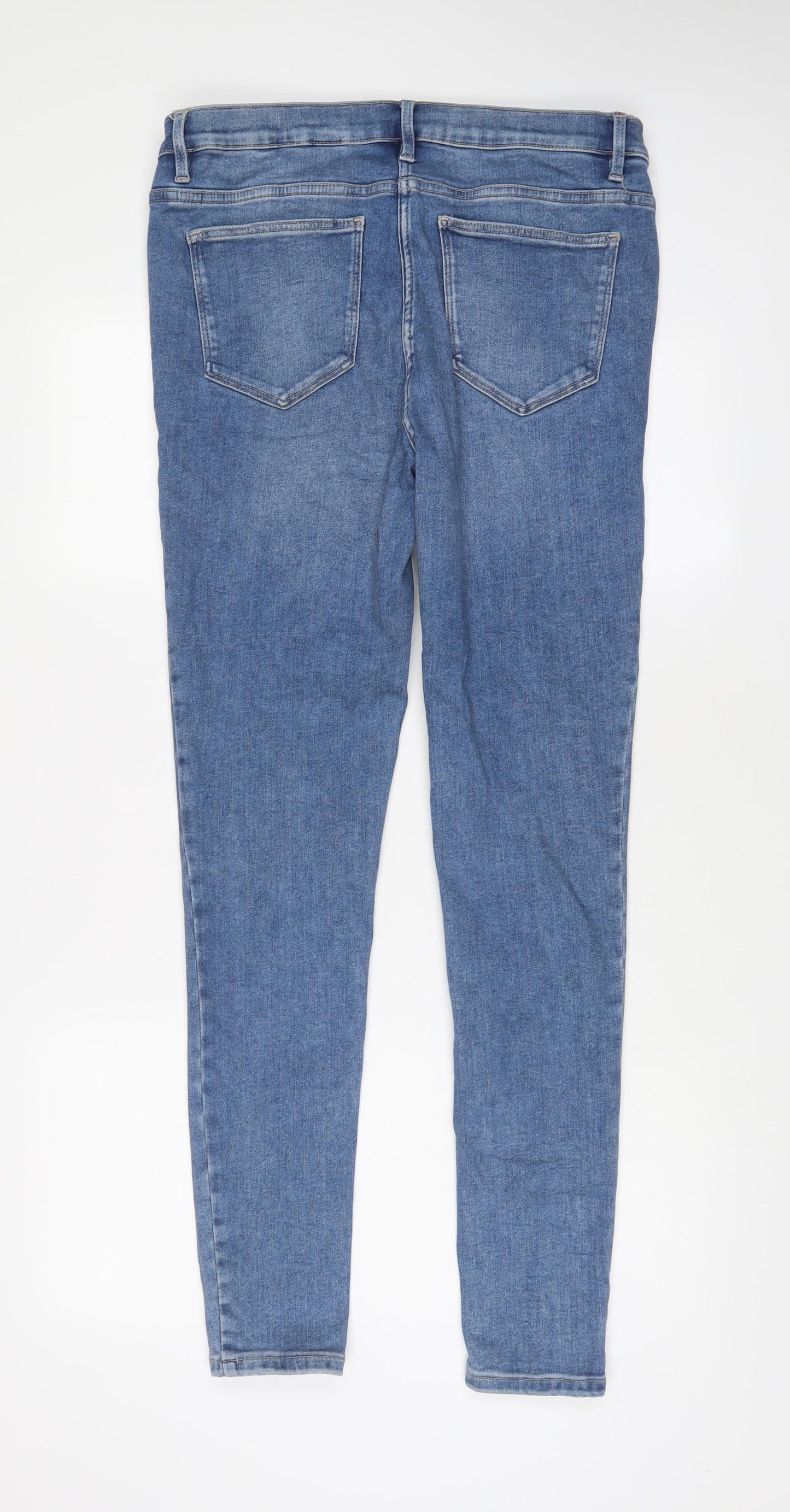 Marks and Spencer Womens Blue Cotton Skinny Jeans Size 12 L30 in Regular Zip - Maternity