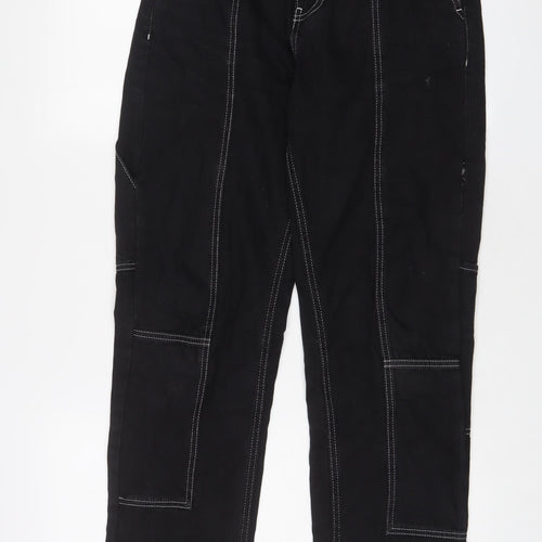 Boohoo Womens Black Cotton Straight Jeans Size 8 L26 in Regular Zip