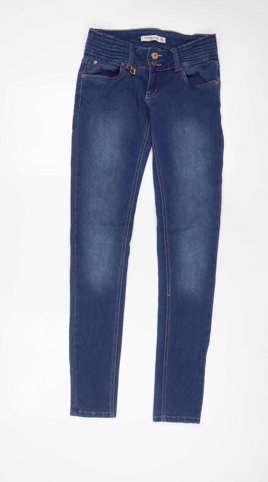 Toxik3 Womens Blue Cotton Skinny Jeans Size 10 L31 in Regular Zip