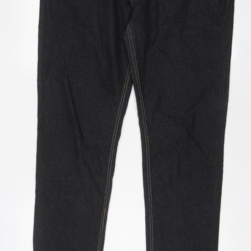 Vavell Mens Black Cotton Straight Jeans Size 36 in L32 in Regular Zip