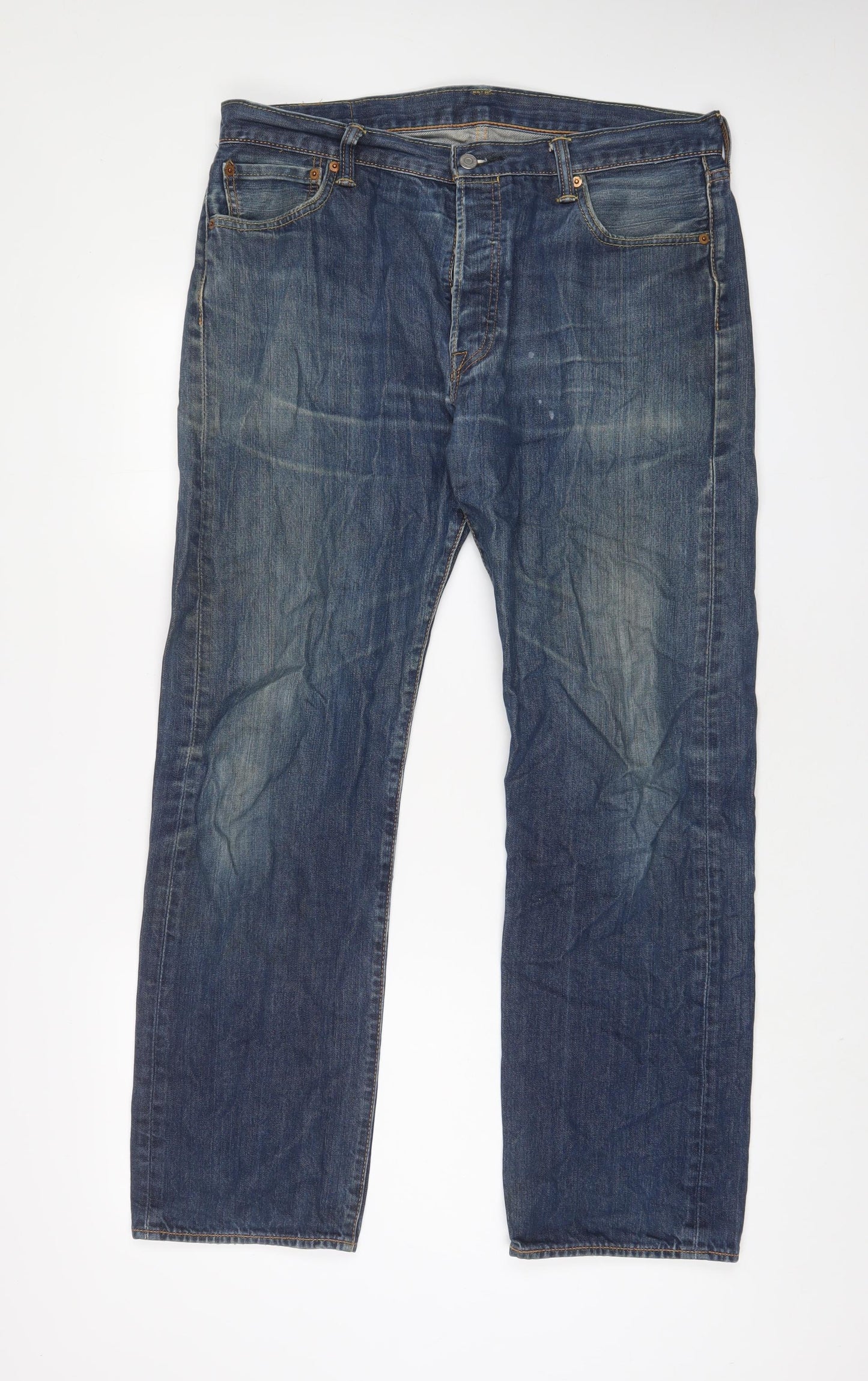 Levi's Mens Blue Cotton Straight Jeans Size 36 in L32 in Regular Button