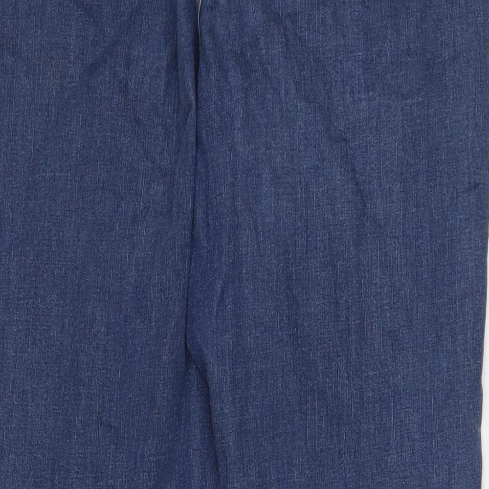 Marks and Spencer Womens Blue Cotton Tapered Jeans Size 14 L30 in Regular Zip