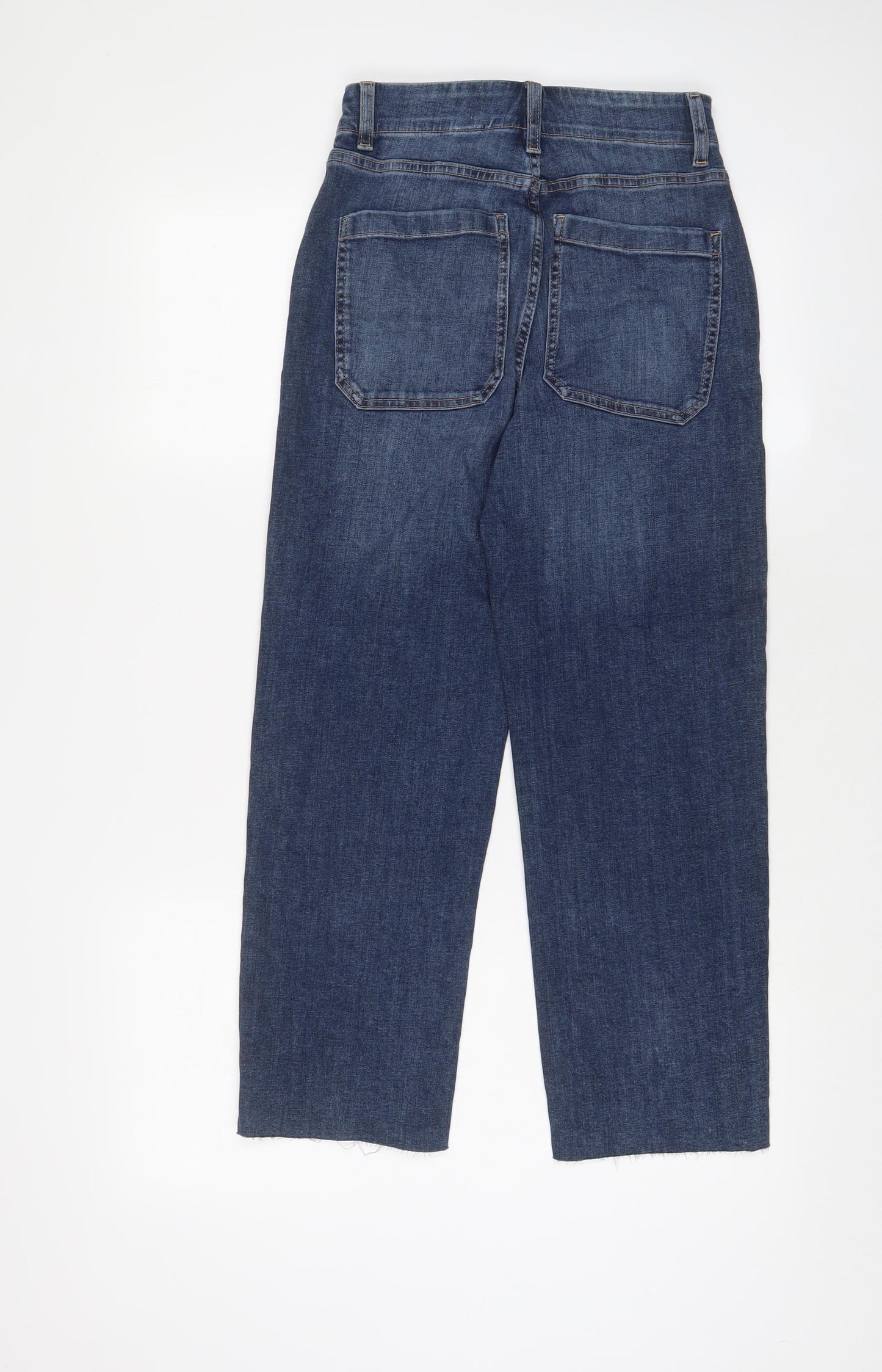 Marks and Spencer Womens Blue Cotton Straight Jeans Size 6 L25 in Regular Zip