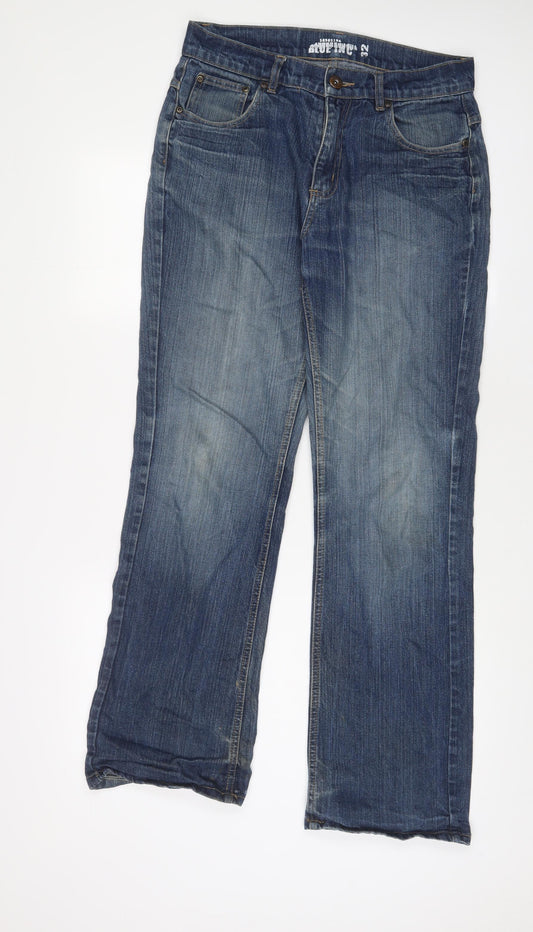 Blue Inc Mens Blue Cotton Straight Jeans Size 32 in L32 in Regular Zip