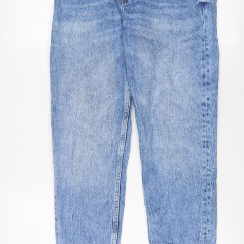 Bershka Womens Blue Cotton Mom Jeans Size 8 L28 in Regular Zip