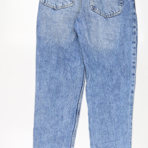 Bershka Womens Blue Cotton Mom Jeans Size 8 L28 in Regular Zip