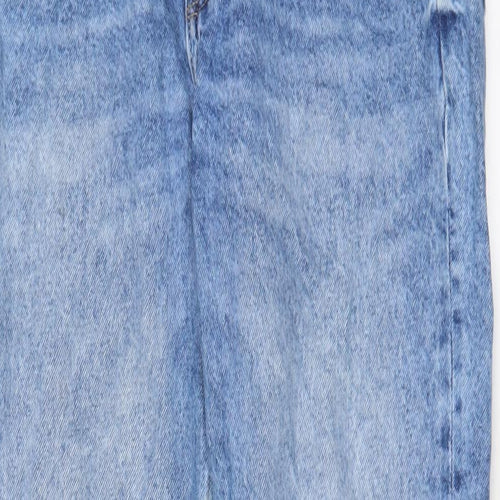 Bershka Womens Blue Cotton Mom Jeans Size 8 L28 in Regular Zip