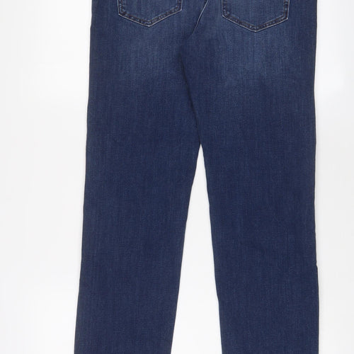 Marks and Spencer Womens Blue Cotton Straight Jeans Size 12 L30 in Regular Zip