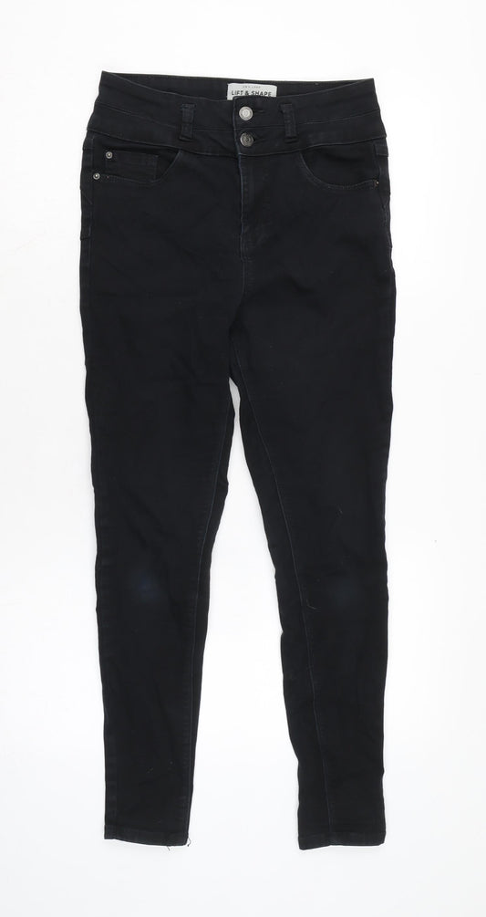 New Look Womens Black Cotton Blend Tapered Jeans Size 10 L28 in Regular Zip