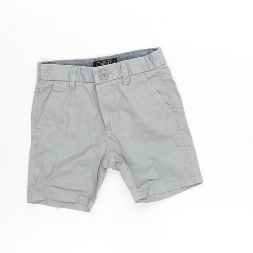 NEXT Boys Grey Cotton Bermuda Shorts Size 3 Years Regular Zip - Waist 18in Inside Leg 4.5in.