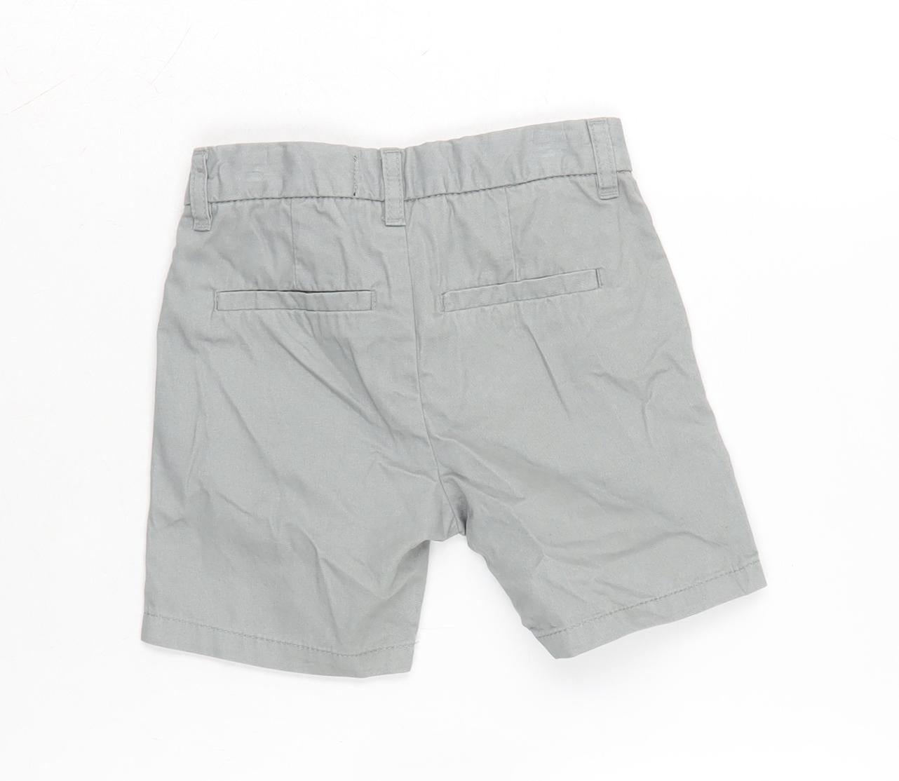 NEXT Boys Grey Cotton Bermuda Shorts Size 3 Years Regular Zip - Waist 18in Inside Leg 4.5in.