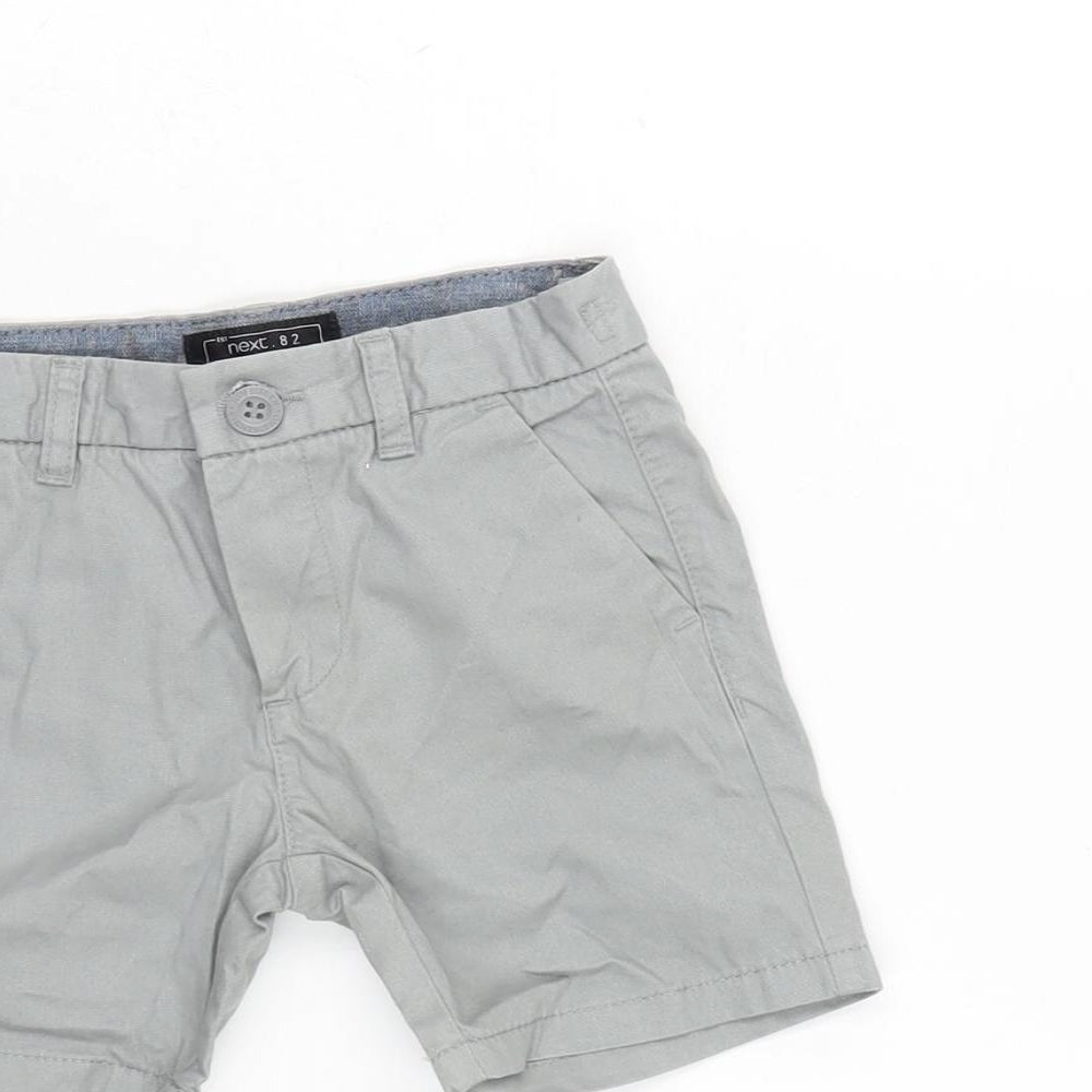 NEXT Boys Grey Cotton Bermuda Shorts Size 3 Years Regular Zip - Waist 18in Inside Leg 4.5in.