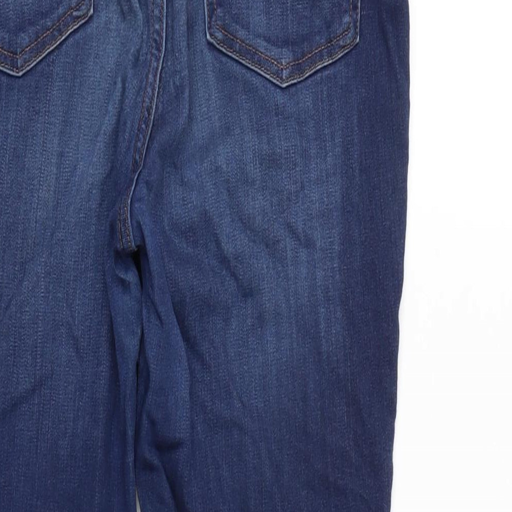 F&F Womens Blue Cotton Blend Tapered Jeans Size 14 L24.5 in Regular Zip