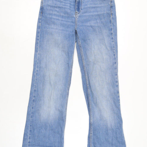 Zara Womens Blue Cotton Blend Bootcut Jeans Size 8 L31 in Regular Zip