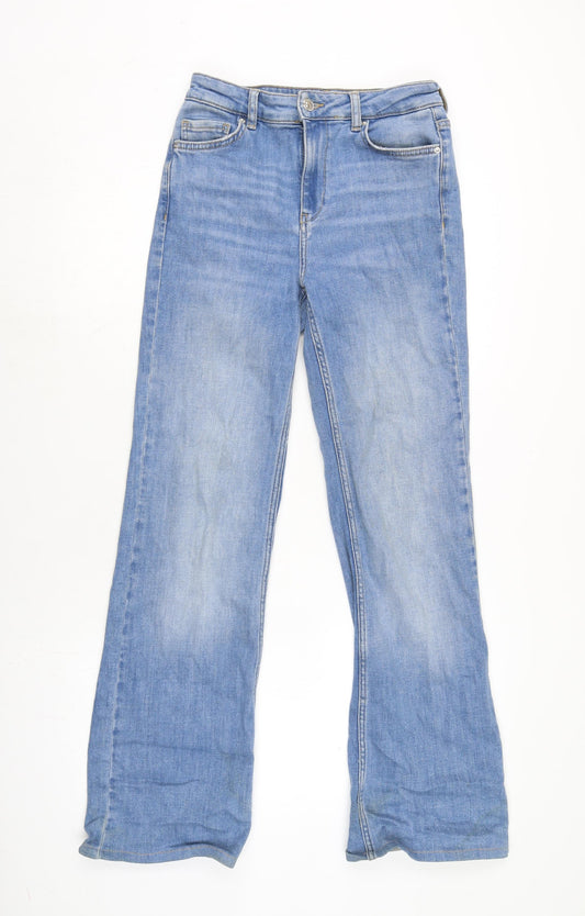 Zara Womens Blue Cotton Blend Bootcut Jeans Size 8 L31 in Regular Zip