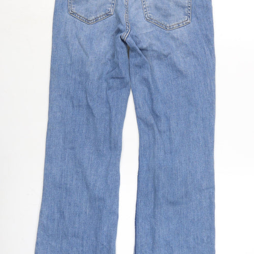 Zara Womens Blue Cotton Blend Bootcut Jeans Size 8 L31 in Regular Zip