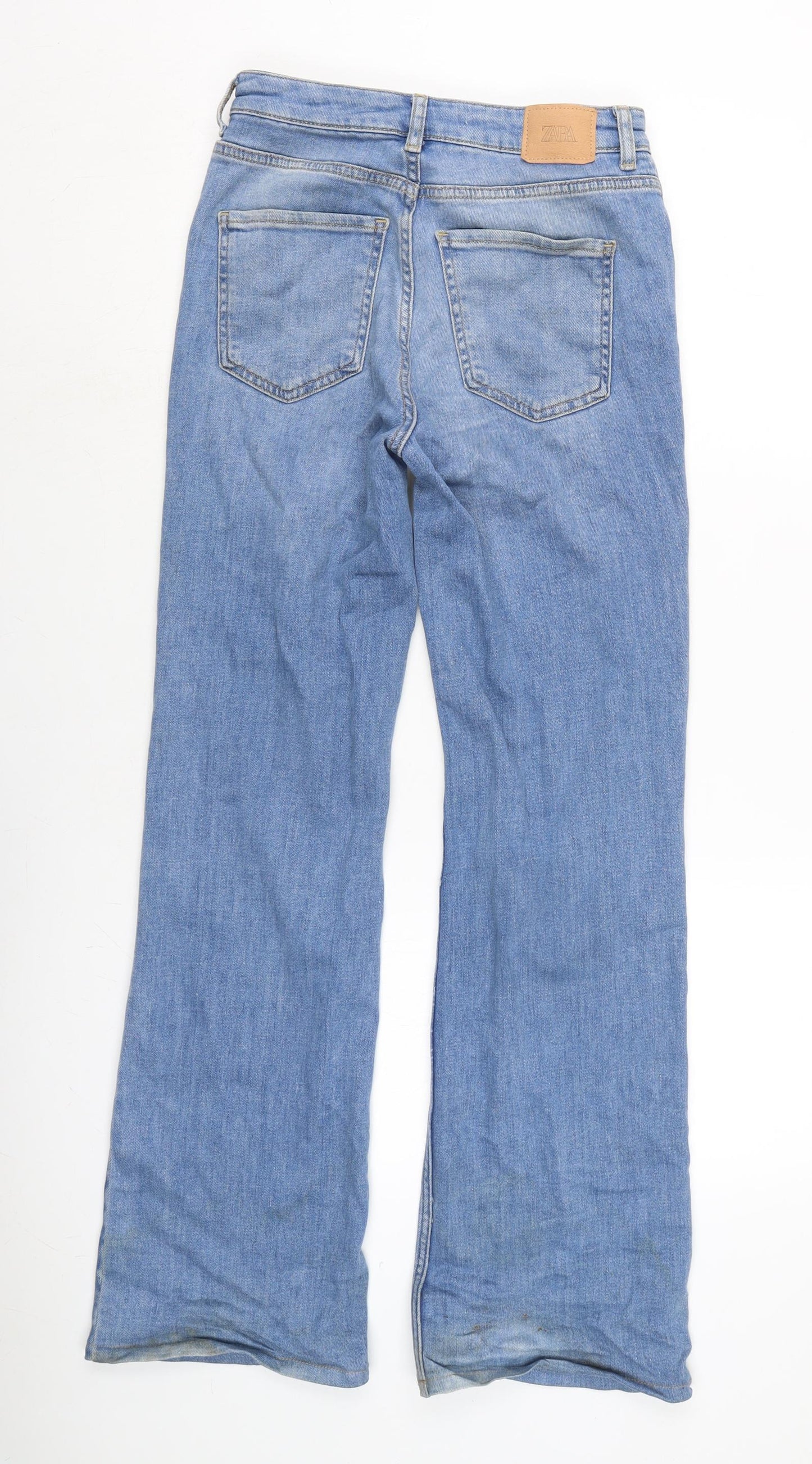 Zara Womens Blue Cotton Blend Bootcut Jeans Size 8 L31 in Regular Zip