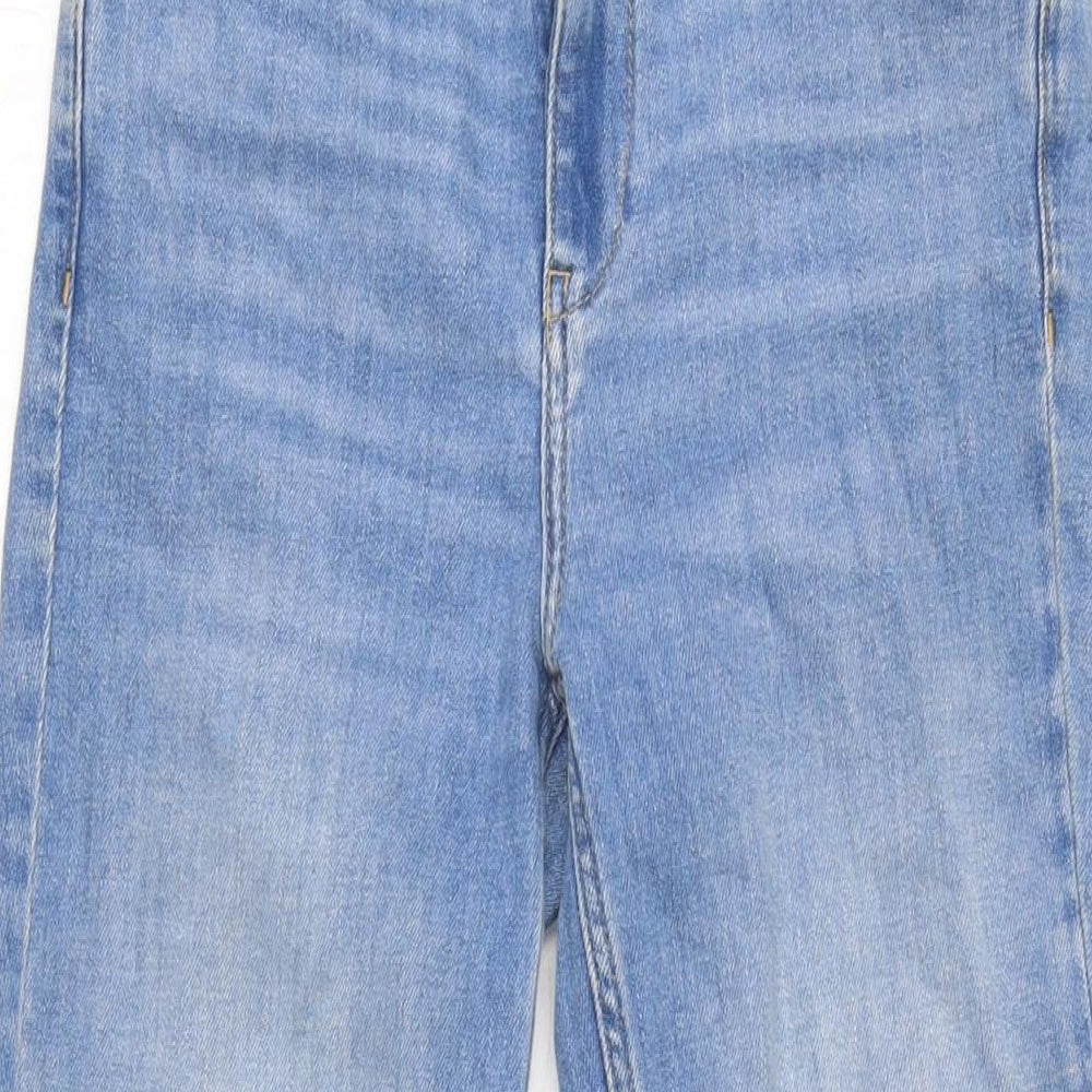 Zara Womens Blue Cotton Blend Bootcut Jeans Size 8 L31 in Regular Zip