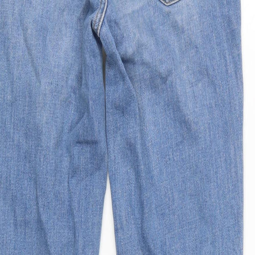 Zara Womens Blue Cotton Blend Bootcut Jeans Size 8 L31 in Regular Zip