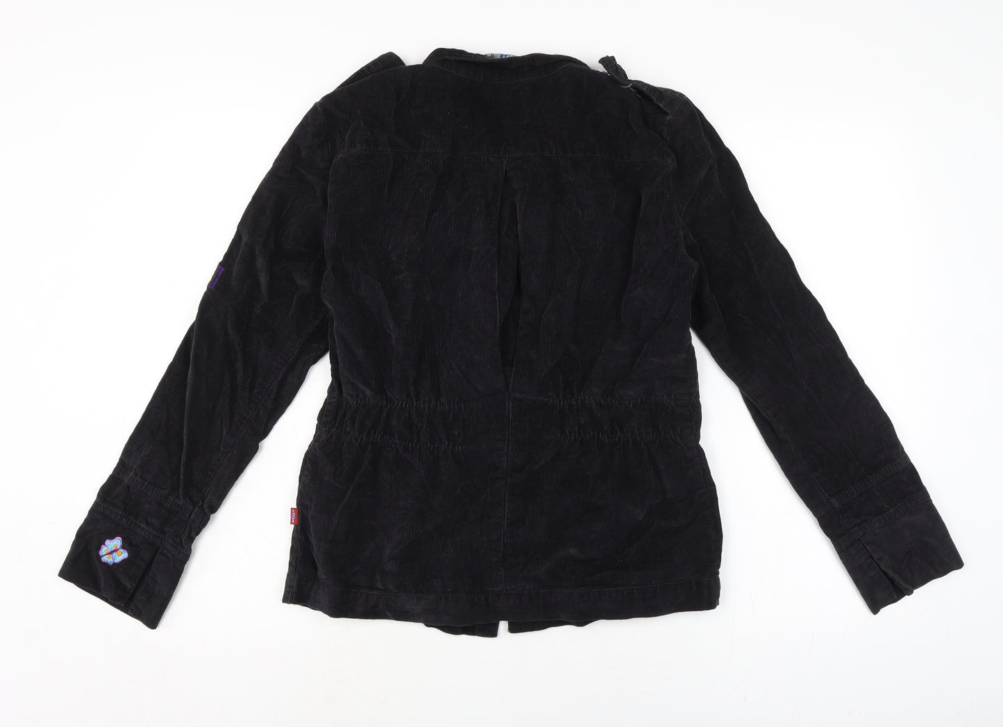 Uttam London. Womens Black Jacket Size S Button - Embroidery Detail