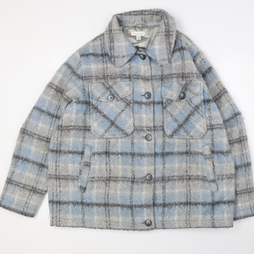 Topshop Womens Blue Check Jacket Size M Button