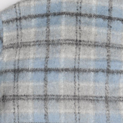 Topshop Womens Blue Check Jacket Size M Button