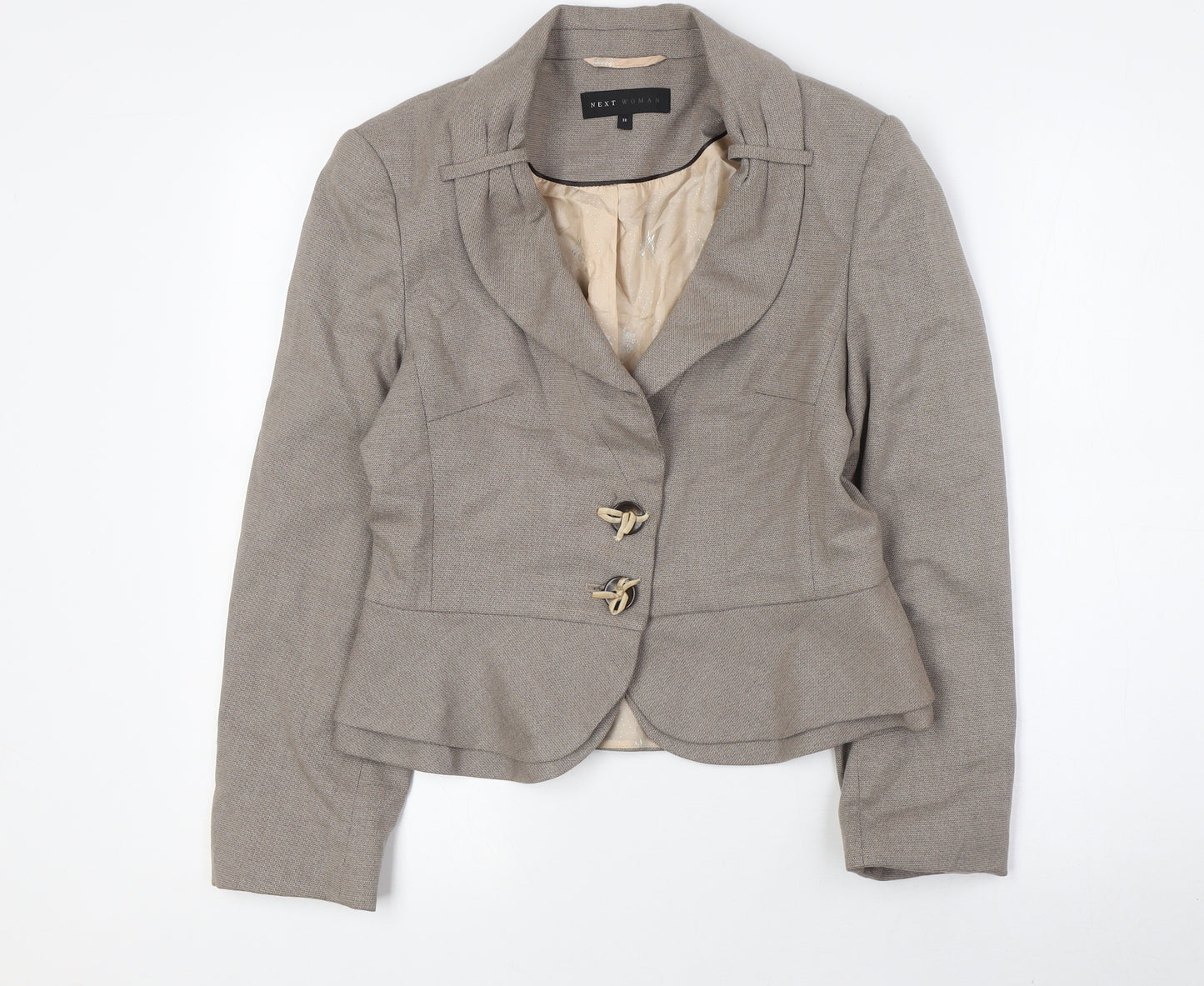 NEXT Womens Beige Jacket Size 10 Button - Fitted