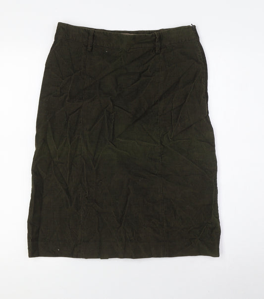 Jigsaw Womens Green Cotton Straight & Pencil Skirt Size 10 Zip