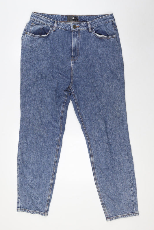 TU Womens Blue Cotton Mom Jeans Size 14 L29 in Regular Button