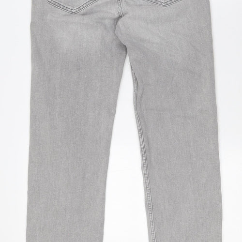 Marks and Spencer Womens Grey Cotton Straight Jeans Size 10 L29 in Regular Button