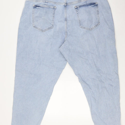 Marks and Spencer Womens Blue Cotton Mom Jeans Size 20 L26 in Regular Button