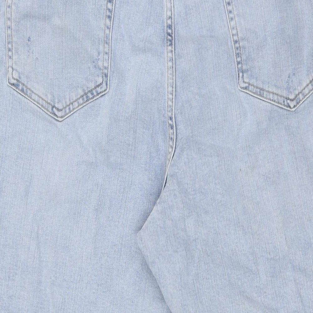 Marks and Spencer Womens Blue Cotton Mom Jeans Size 20 L26 in Regular Button