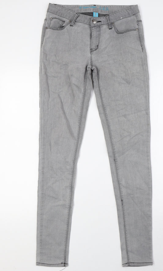 Denim Co Womens Grey Cotton Skinny Jeans Size 8 L32 in Regular Button