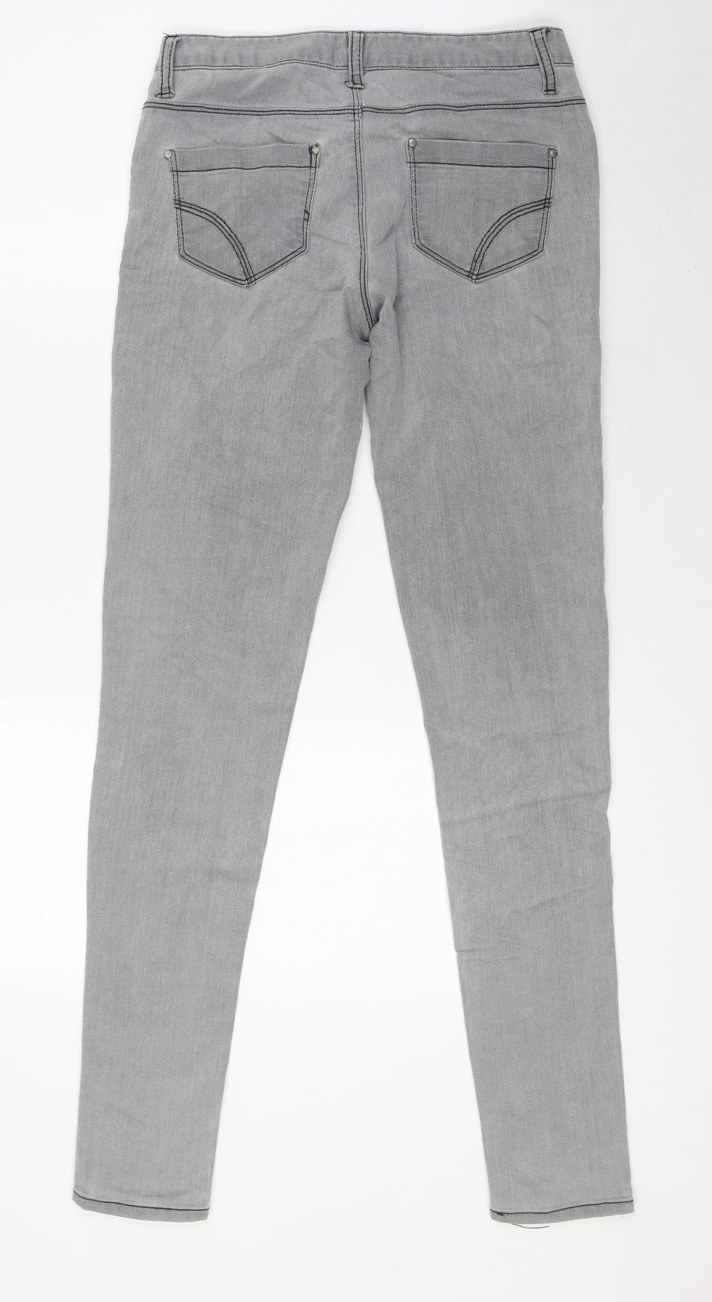 Denim Co Womens Grey Cotton Skinny Jeans Size 8 L32 in Regular Button