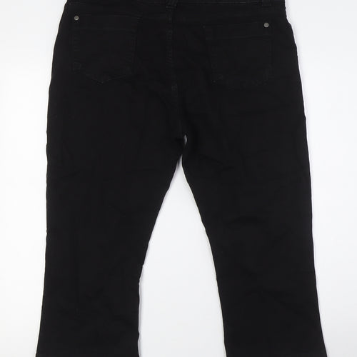 Fatmer Womens Black Cotton Cropped Jeans Size 16 L21 in Regular Button - Slim