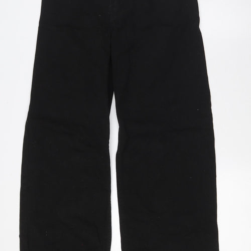 Divided by H&M Womens Black Cotton Wide-Leg Jeans Size 12 L31 in Regular Button