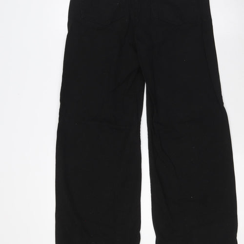 Divided by H&M Womens Black Cotton Wide-Leg Jeans Size 12 L31 in Regular Button