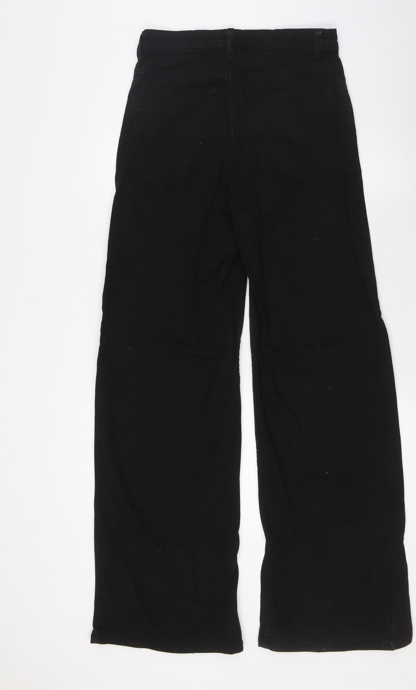 Divided by H&M Womens Black Cotton Wide-Leg Jeans Size 12 L31 in Regular Button