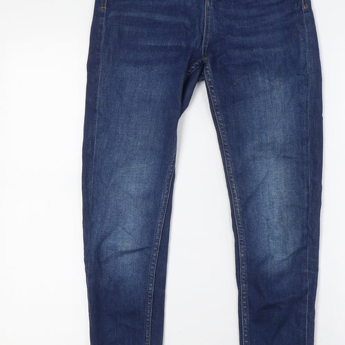 Zara Womens Blue Cotton Skinny Jeans Size 8 L27 in Regular Button