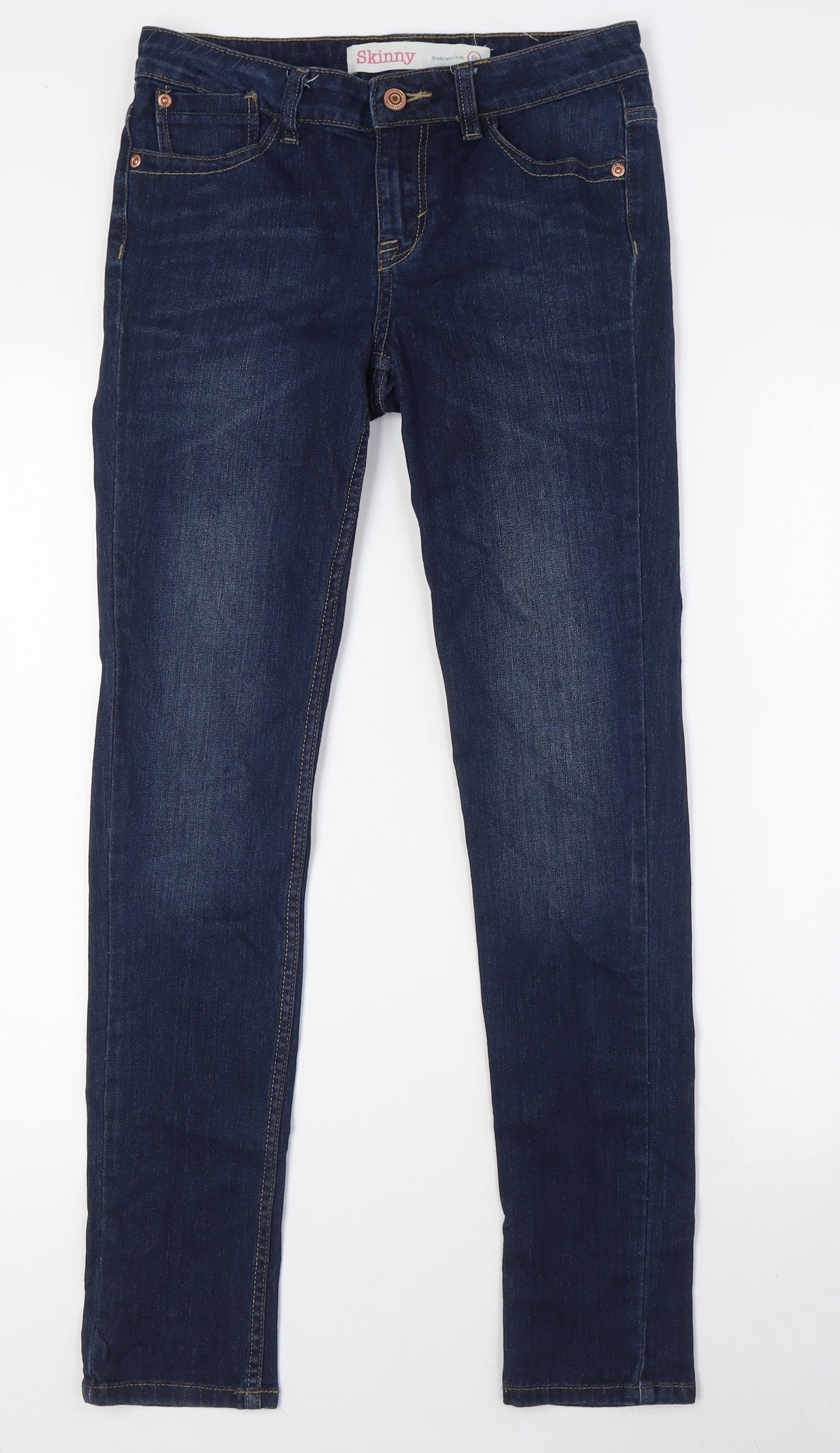 NEXT Womens Blue Cotton Skinny Jeans Size 6 L29 in Regular Button