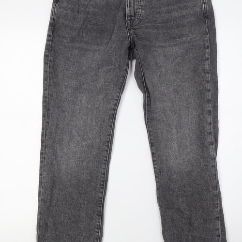 H&M Mens Grey Cotton Straight Jeans Size 30 in L30 in Regular Button