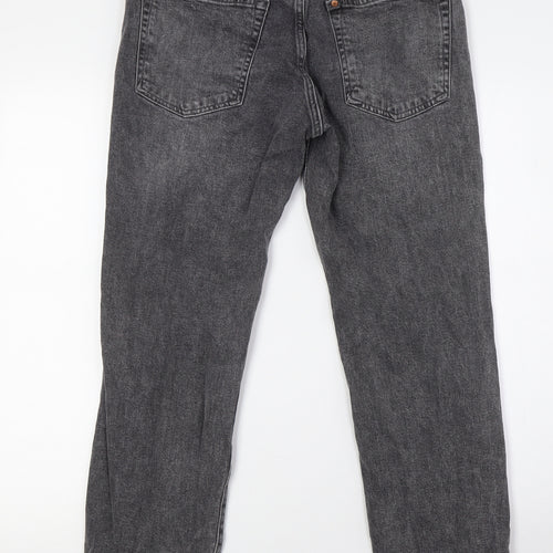 H&M Mens Grey Cotton Straight Jeans Size 30 in L30 in Regular Button