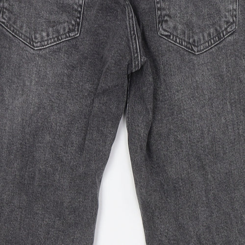 H&M Mens Grey Cotton Straight Jeans Size 30 in L30 in Regular Button