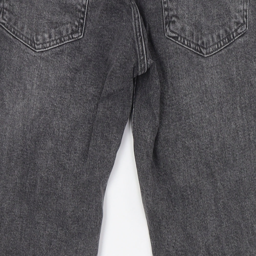 H&M Mens Grey Cotton Straight Jeans Size 30 in L30 in Regular Button