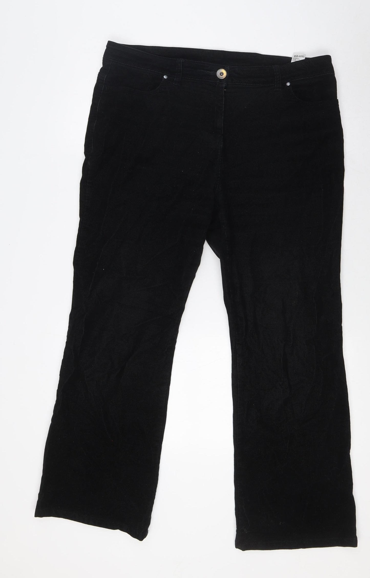 Marks and Spencer Womens Black Cotton Snow Pants Trousers Size 14 L28 in Regular Button