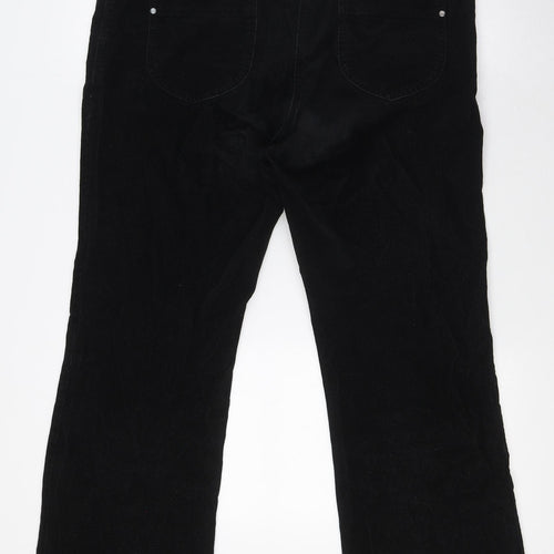 Marks and Spencer Womens Black Cotton Snow Pants Trousers Size 14 L28 in Regular Button