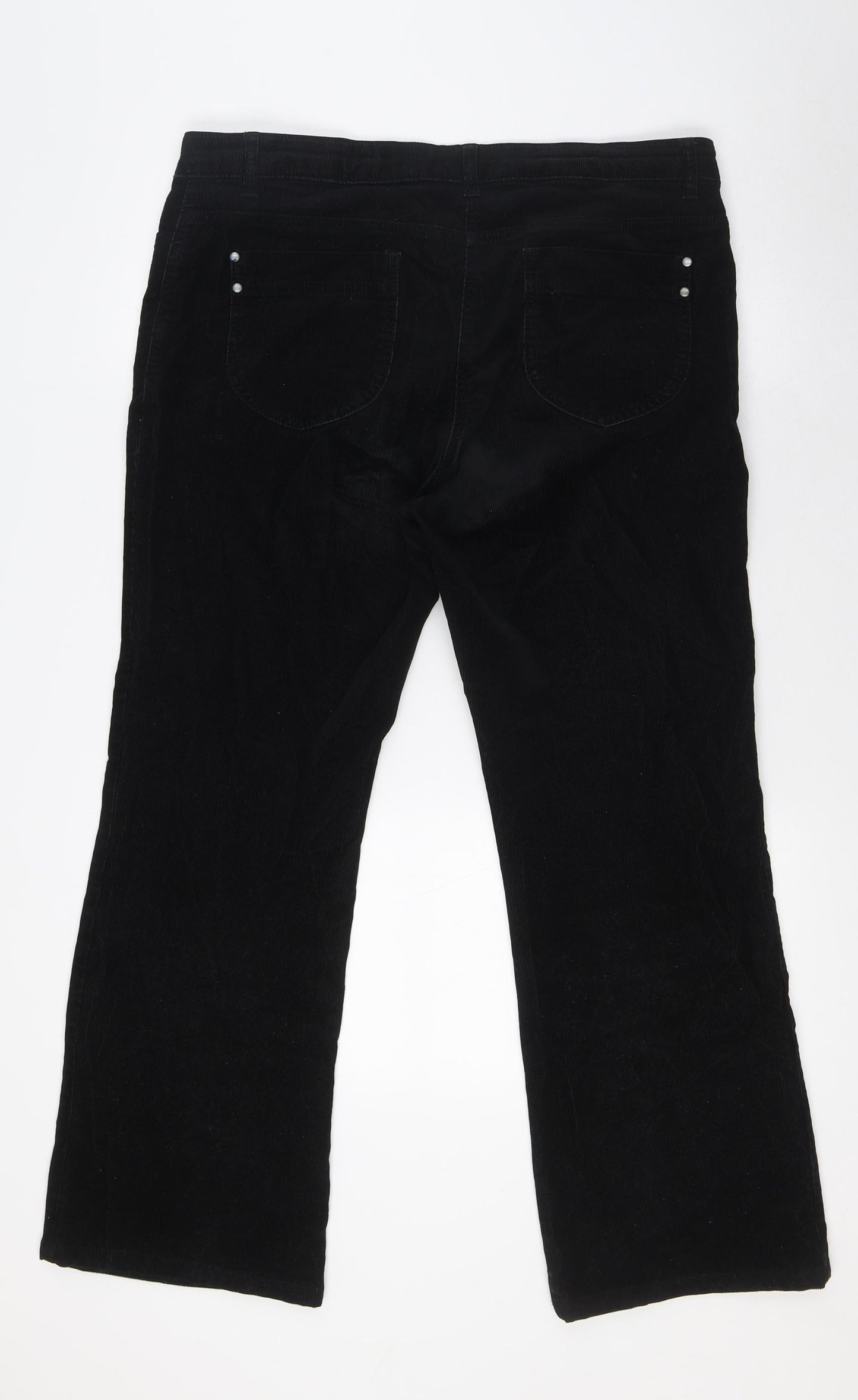 Marks and Spencer Womens Black Cotton Snow Pants Trousers Size 14 L28 in Regular Button