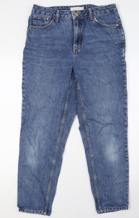 Topshop Mens Blue Cotton Straight Jeans Size 30 in L27 in Regular Button