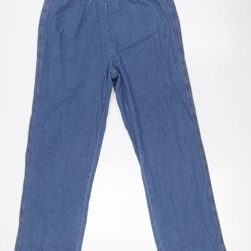 Damart Womens Blue Cotton Straight Jeans Size 12 L27 in Regular - Elasticated Waist